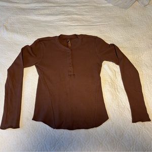 Skims Cotton Rib Long Sleeve Henley size L